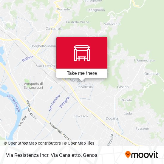 Via Resistenza Incr. Via Canaletto map