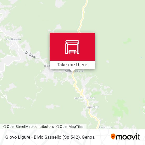 Giovo Ligure - Bivio Sassello (Sp 542) map