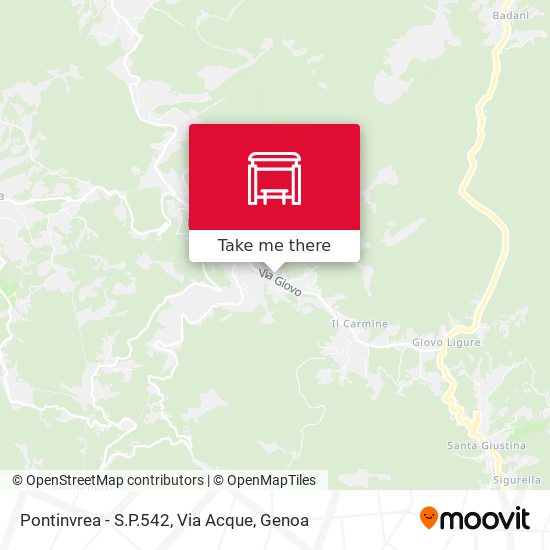 Pontinvrea - S.P.542, Via Acque map