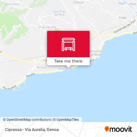 Cipressa - Via Aurelia map
