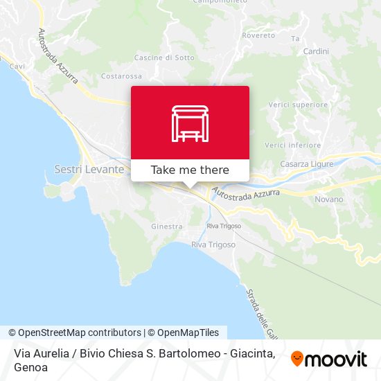 Via Aurelia / Bivio Chiesa S. Bartolomeo - Giacinta map