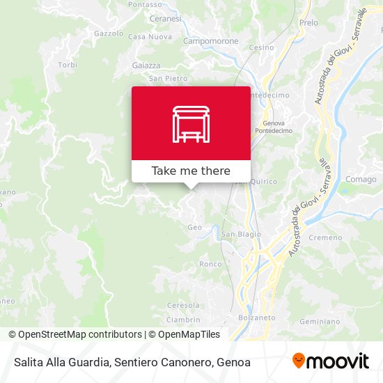 Salita Alla Guardia, Sentiero Canonero map
