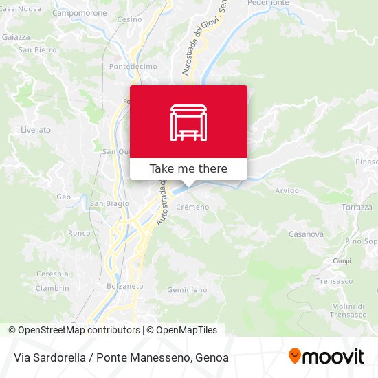 Via Sardorella / Ponte Manesseno map