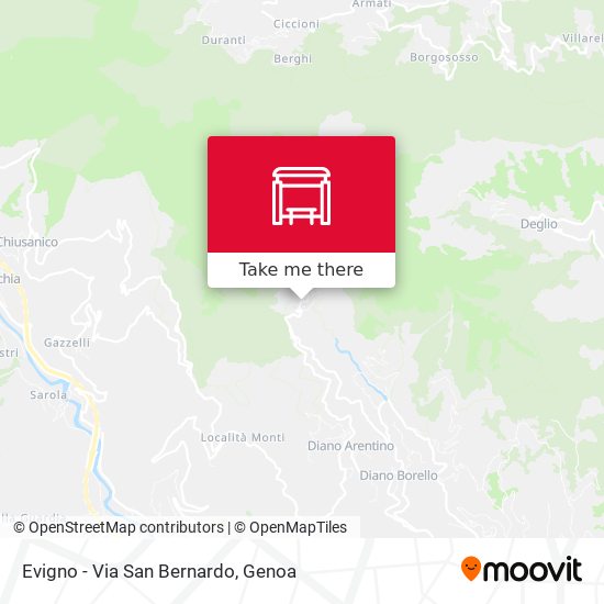 Evigno - Via San Bernardo map
