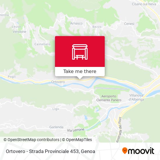 Ortovero - Strada Provinciale 453 map