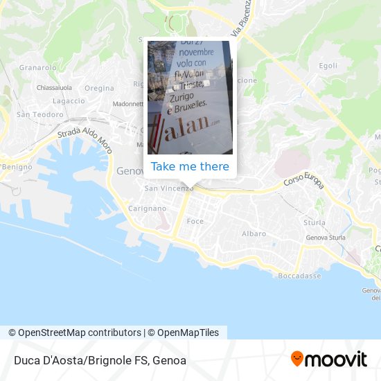 Duca D'Aosta/Brignole FS map