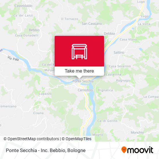 Ponte Secchia - Inc. Bebbio map