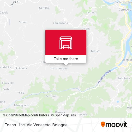 Toano - Inc. Via Veneseto map