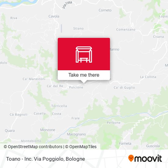 Toano - Inc. Via Poggiolo map