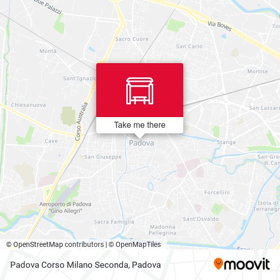 Padova Corso Milano Seconda map