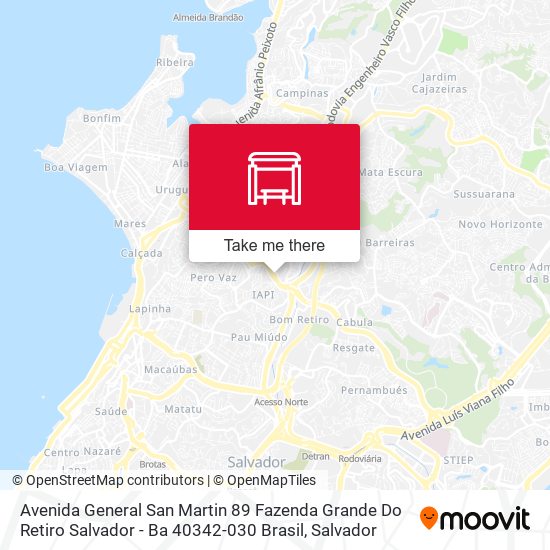 Mapa Avenida General San Martin 89 Fazenda Grande Do Retiro Salvador - Ba 40342-030 Brasil