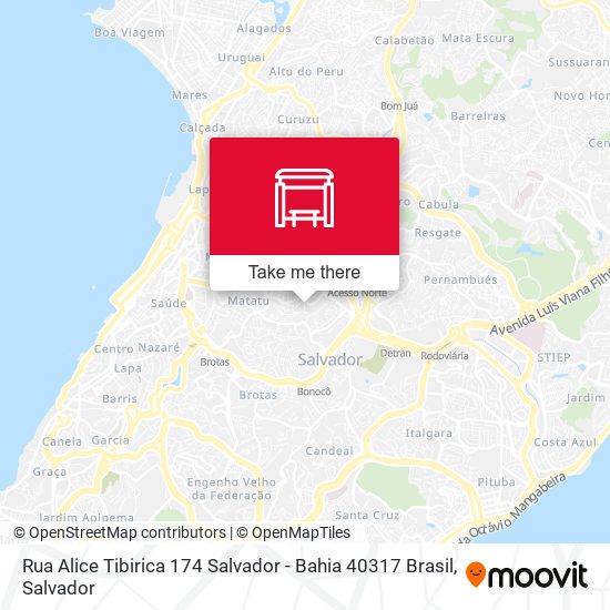 Mapa Rua Alice Tibirica 174 Salvador - Bahia 40317 Brasil