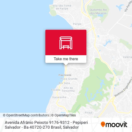 Mapa Avenida Afrânio Peixoto 9176-9312 - Pepiperi Salvador - Ba 40720-270 Brasil