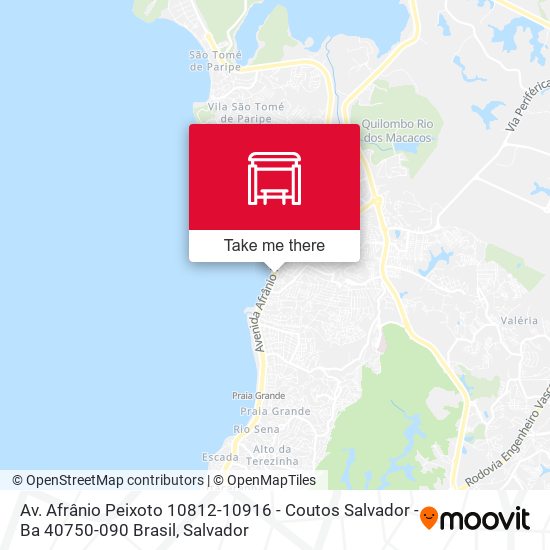 Mapa Av. Afrânio Peixoto 10812-10916 - Coutos Salvador - Ba 40750-090 Brasil