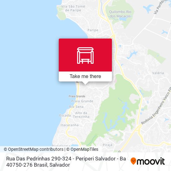 Mapa Rua Das Pedrinhas 290-324 - Periperi Salvador - Ba 40750-276 Brasil