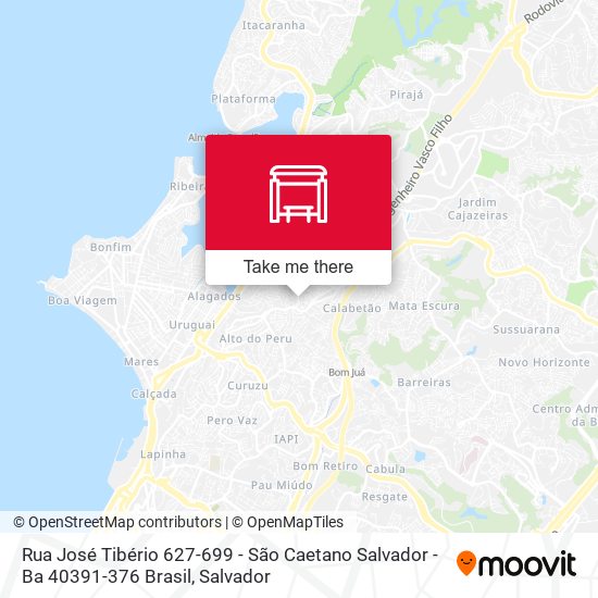 Mapa Rua José Tibério 627-699 - São Caetano Salvador - Ba 40391-376 Brasil