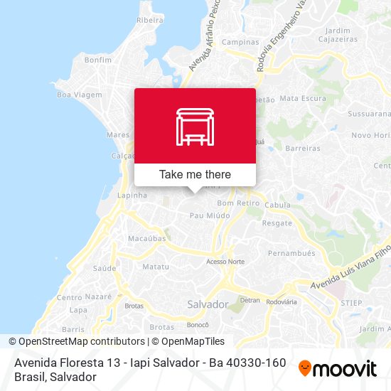 Mapa Avenida Floresta 13 - Iapi Salvador - Ba 40330-160 Brasil