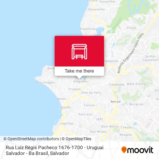 Rua Luiz Régis Pacheco 1676-1700 - Uruguai Salvador - Ba Brasil map