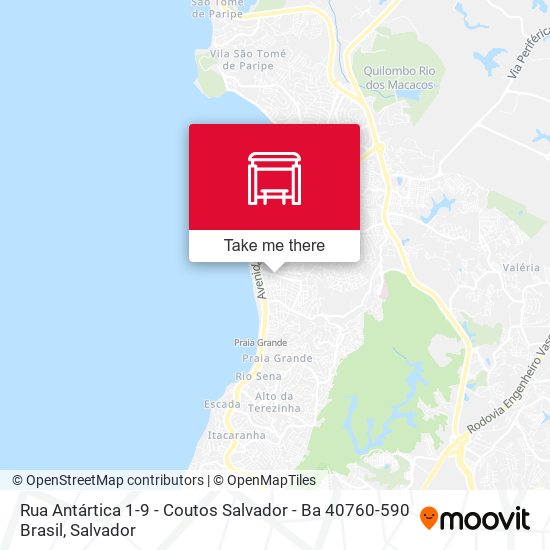 Mapa Rua Antártica 1-9 - Coutos Salvador - Ba 40760-590 Brasil