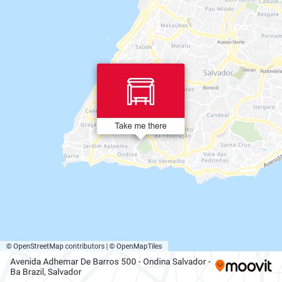 Mapa Avenida Adhemar De Barros 500 - Ondina Salvador - Ba Brazil