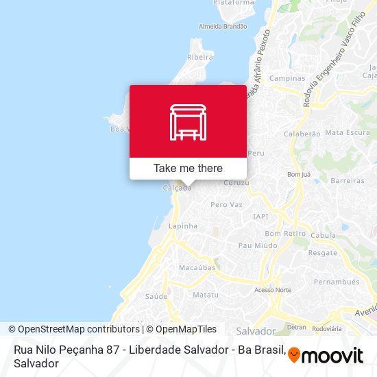 Mapa Rua Nilo Peçanha 87 - Liberdade Salvador - Ba Brasil