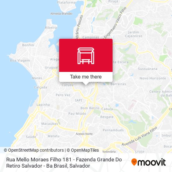 Mapa Rua Mello Moraes Filho 181 - Fazenda Grande Do Retiro Salvador - Ba Brasil