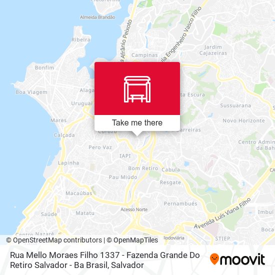 Mapa Rua Mello Moraes Filho 1337 - Fazenda Grande Do Retiro Salvador - Ba Brasil