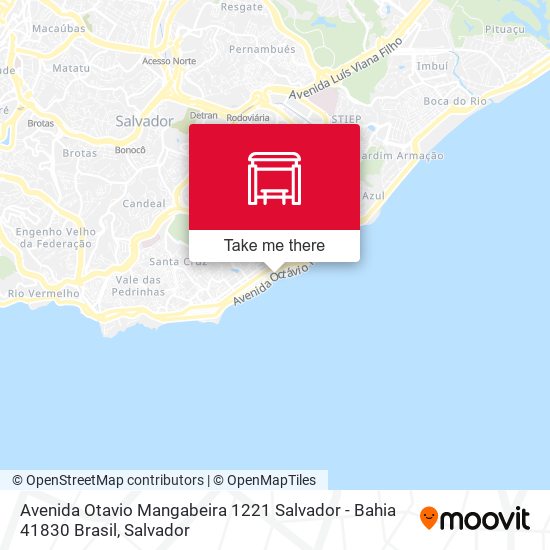 Mapa Avenida Otavio Mangabeira 1221 Salvador - Bahia 41830 Brasil