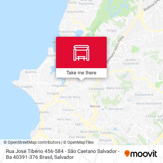 Mapa Rua José Tibério 456-584 - São Caetano Salvador - Ba 40391-376 Brasil