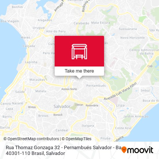 Mapa Rua Thomaz Gonzaga 32 - Pernambués Salvador - Ba 40301-110 Brasil