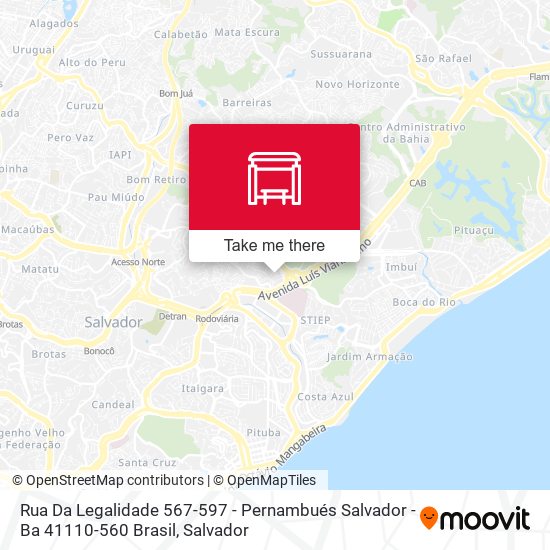 Mapa Rua Da Legalidade 567-597 - Pernambués Salvador - Ba 41110-560 Brasil