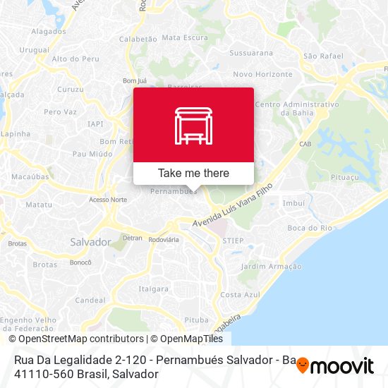 Mapa Rua Da Legalidade 2-120 - Pernambués Salvador - Ba 41110-560 Brasil