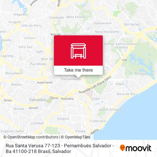 Mapa Rua Santa Verusa 77-123 - Pernambués Salvador - Ba 41100-218 Brasil