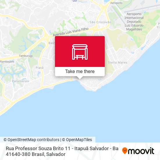 Mapa Rua Professor Souza Brito 11 - Itapuã Salvador - Ba 41640-380 Brasil