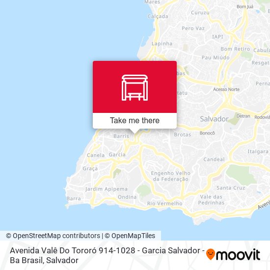 Mapa Avenida Valê Do Tororó 914-1028 - Garcia Salvador - Ba Brasil