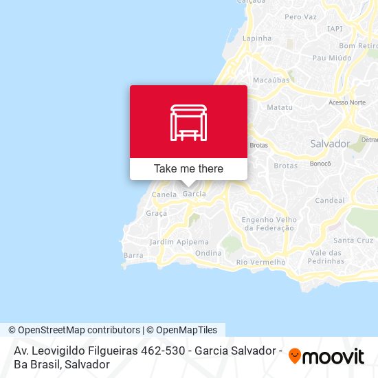 Mapa Av. Leovigildo Filgueiras 462-530 - Garcia Salvador - Ba Brasil