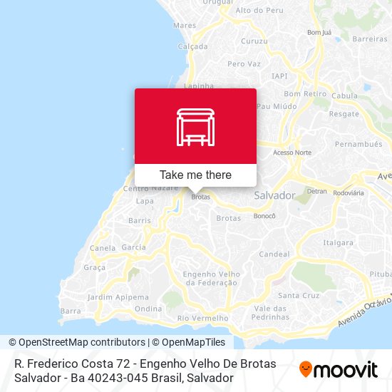 R. Frederico Costa 72 - Engenho Velho De Brotas Salvador - Ba 40243-045 Brasil map