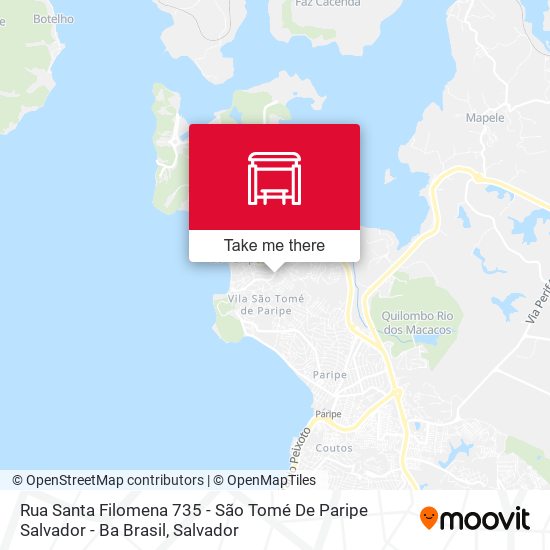 Mapa Rua Santa Filomena 735 - São Tomé De Paripe Salvador - Ba Brasil