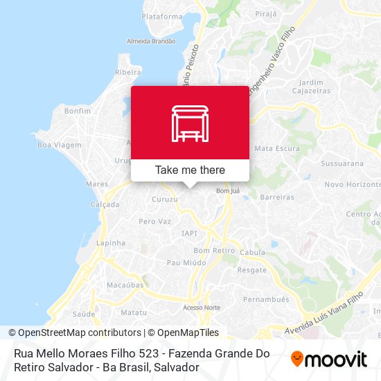 Mapa Rua Mello Moraes Filho 523 - Fazenda Grande Do Retiro Salvador - Ba Brasil