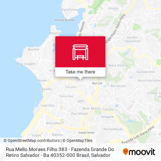 Mapa Rua Mello Moraes Filho 383 - Fazenda Grande Do Retiro Salvador - Ba 40352-000 Brasil