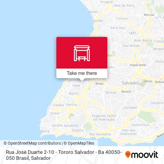 Rua José Duarte 2-10 - Tororo Salvador - Ba 40050-050 Brasil map