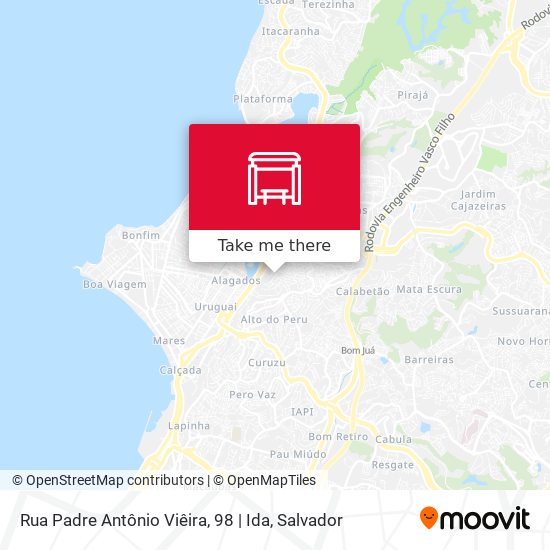 Mapa Rua Padre Antônio Viêira, 98 | Ida