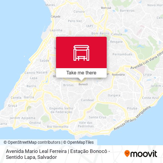 Avenida Mario Leal Ferreira | Estação Bonocô - Sentido Lapa map