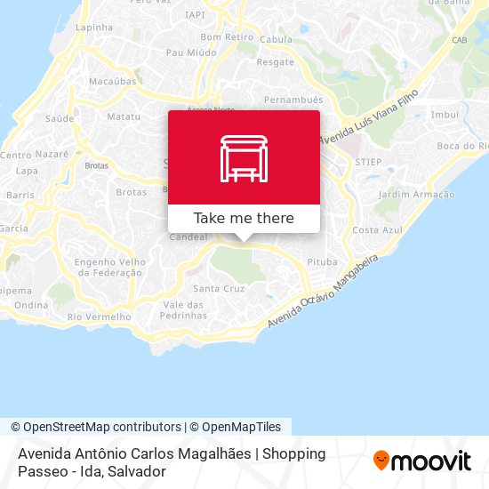 Avenida Antônio Carlos Magalhães | Shopping Passeo - Ida map