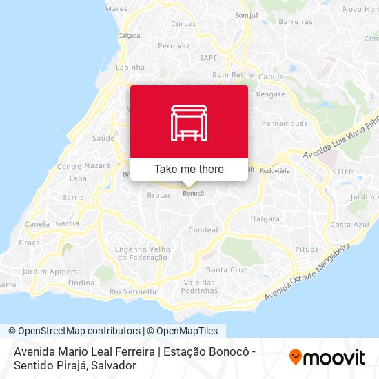 Mapa Avenida Mario Leal Ferreira | Estação Bonocô - Sentido Pirajá