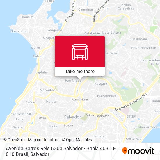 Mapa Avenida Barros Reis 630a Salvador - Bahia 40310-010 Brasil