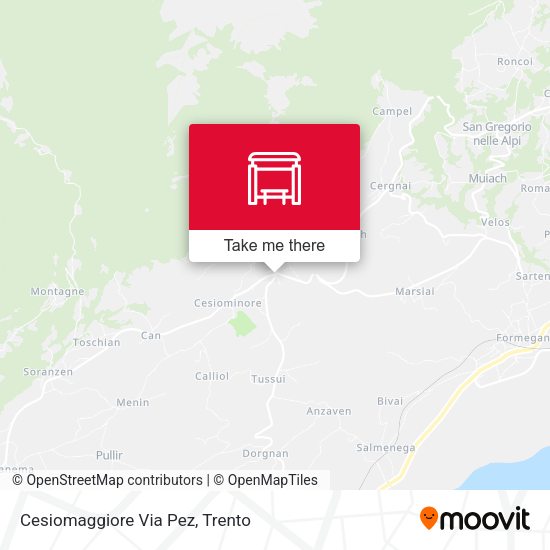 Cesiomaggiore Via Pez map