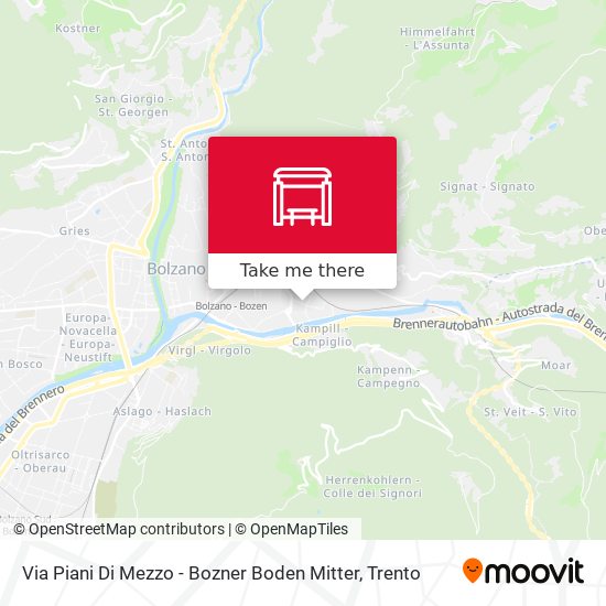 Via Piani Di Mezzo - Bozner Boden Mitter map