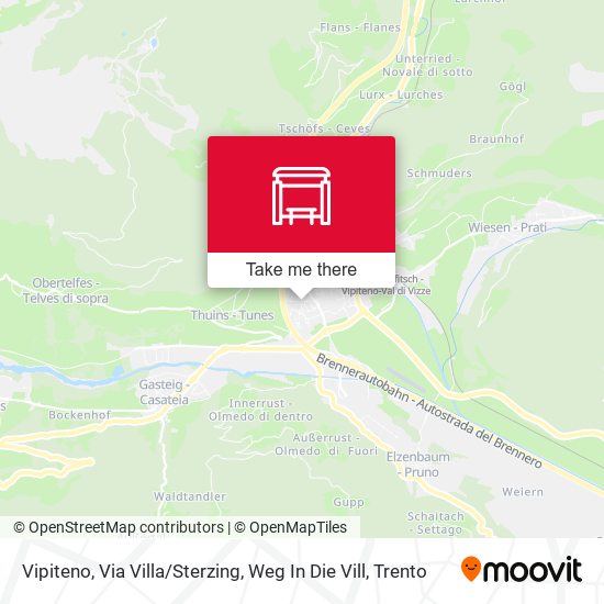 Vipiteno, Via Villa / Sterzing, Weg In Die Vill map