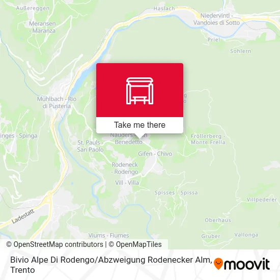 Bivio Alpe Di Rodengo / Abzweigung Rodenecker Alm map